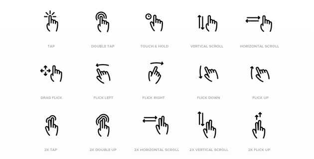 70 Gesture Icons for Multi-Touch Interfaces – Feel Desain